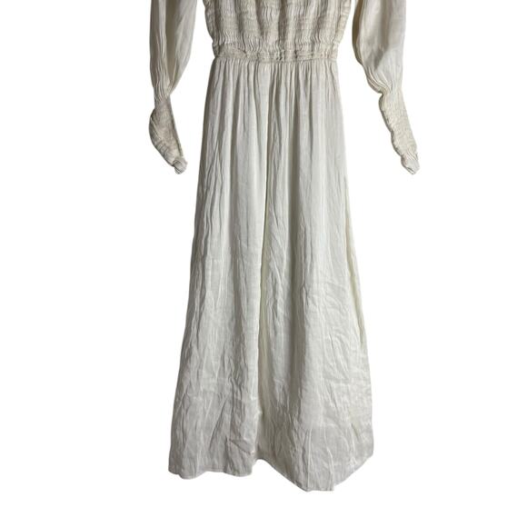 AllSaints Lary White Long Sleeve Off Shoulder Slit Linen Silk Midi Dress Size 4 - Picture 13 of 16
